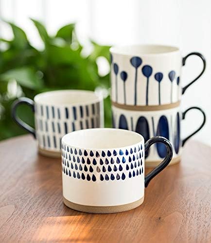 Koja Colorful Hand Painted Ceramic Mugs, 16 oz, Dishwasher Safe | Also