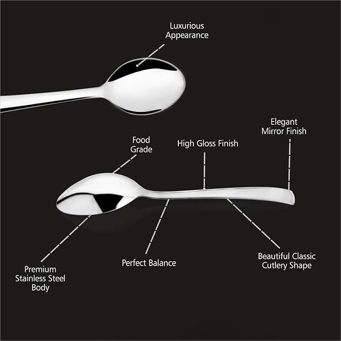 Stainless Steel Teaspoon Set, 6 Piece. | Dishwasher Safe Silverware. Mirer