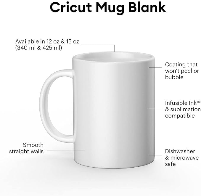Cricut Beveled Blank Mug to Decorate, Dishwasher & Microwave Safe