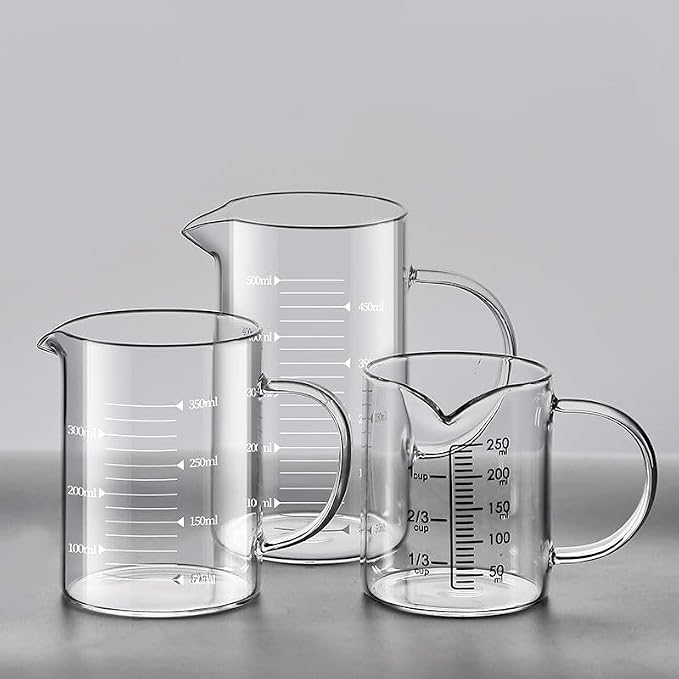 Glass Measuring Cup with V-Shaped Spout, High Borosilicate Glass, Easy-Read