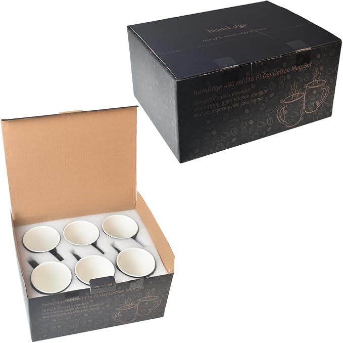 homEdge Porcelain Mug Set, 16 Ounces Cup