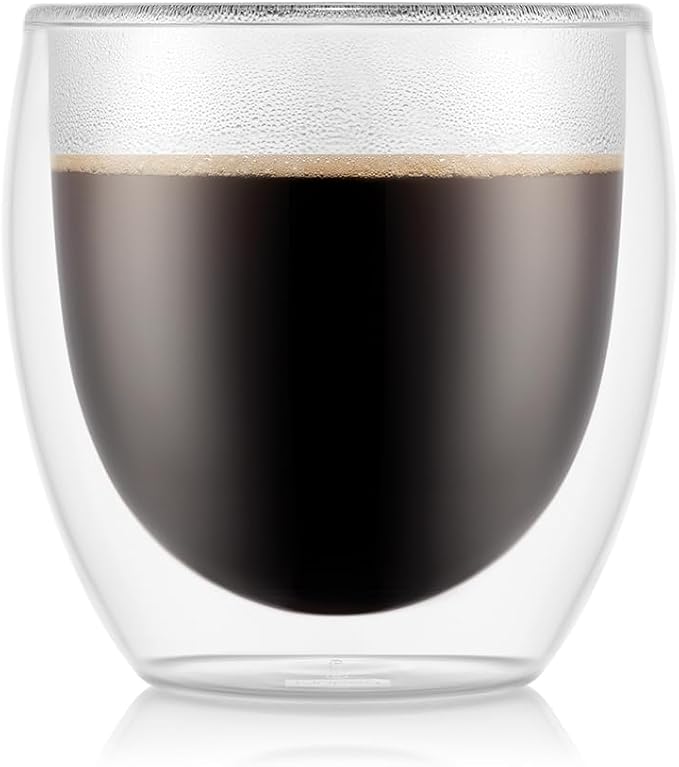 Bodum Double Wall Glasses pack of 2 PAVINA - 250ml Coffee Cups - Dishwasher