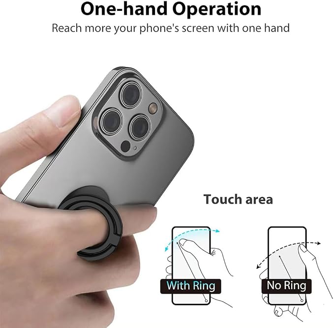 Phone Grip, Phone Ring Holder Finger Kickstand, Foldable & Adjustable Metal