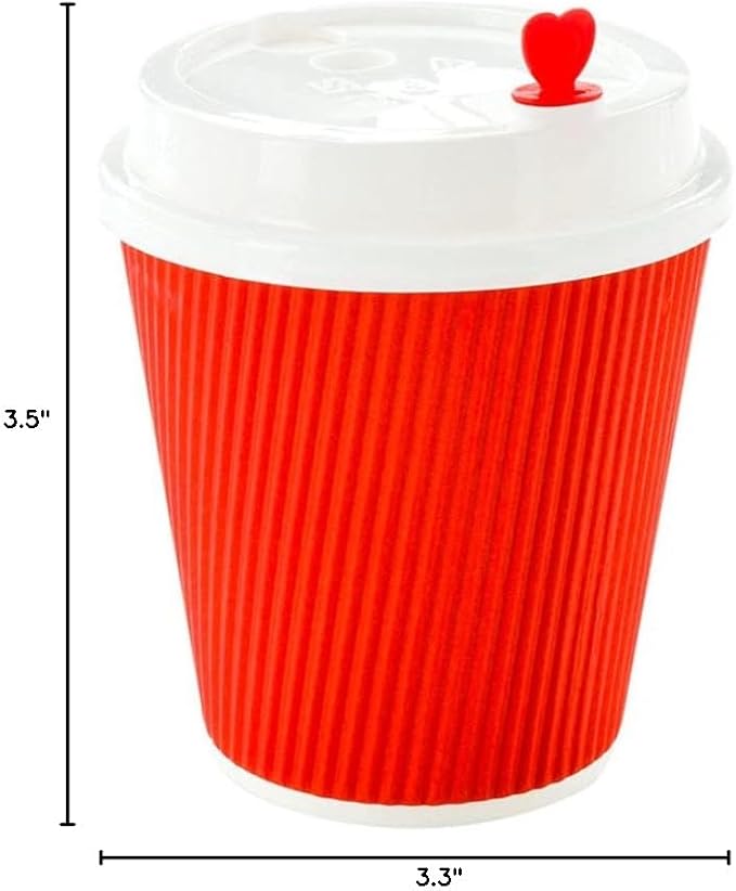 Restaurantware Ripple Wall Coffee Cups 500 Count 8 Ounce Insulated Red Paper