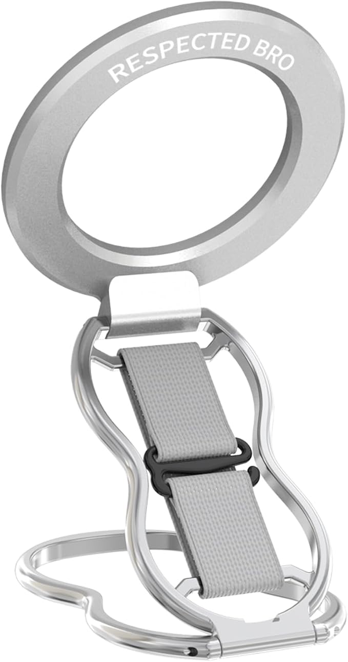 RESPECTED-BRO-Magnetic-Phone-Grip-Stand-with-Finger-Strap, 4-in-1 Magnetic Ring
