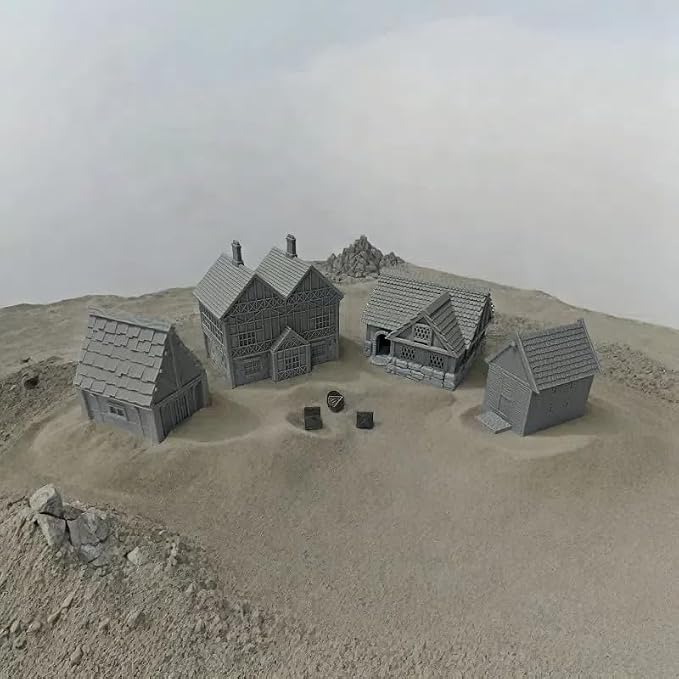 Tabletop Miniature Little Town Building Terrains Compatible - 18mm Scale