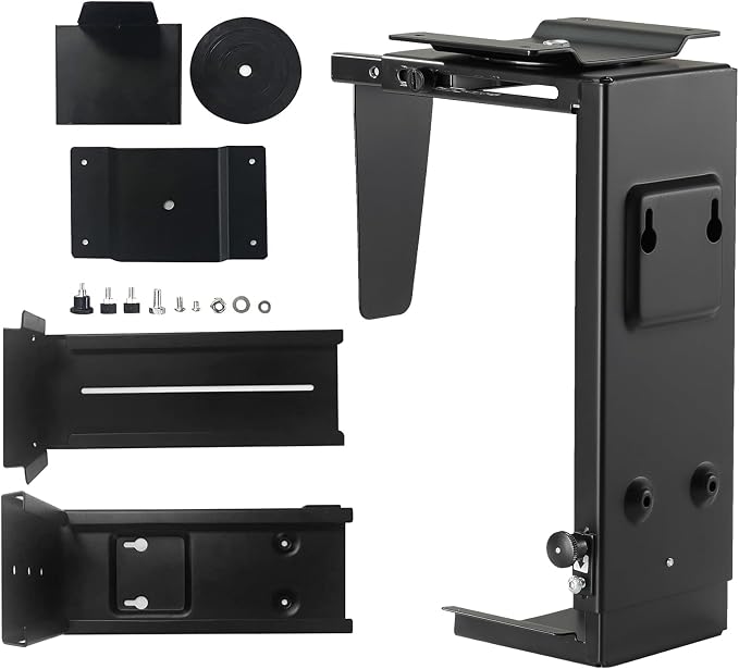 Suptek Adjustable Under Desk and Wall PC Mount, 3.74 to 8.26 inch Wide Computer