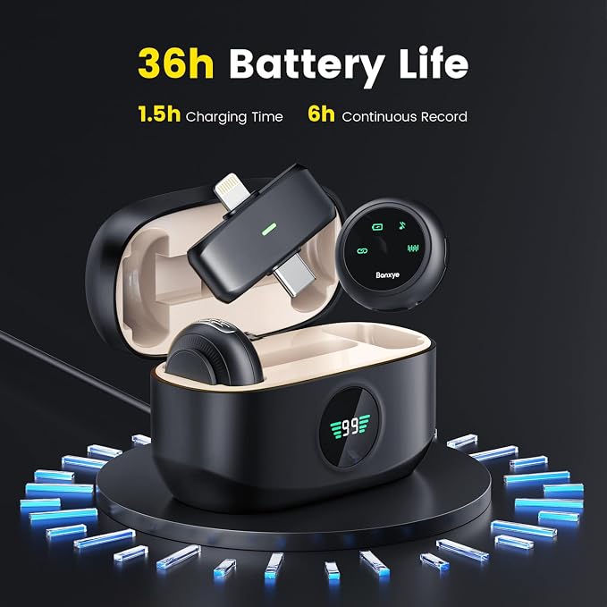 Wireless Lavalier Microphone for iPhone Android, 2in1 Magnetic & Clamp Lapel