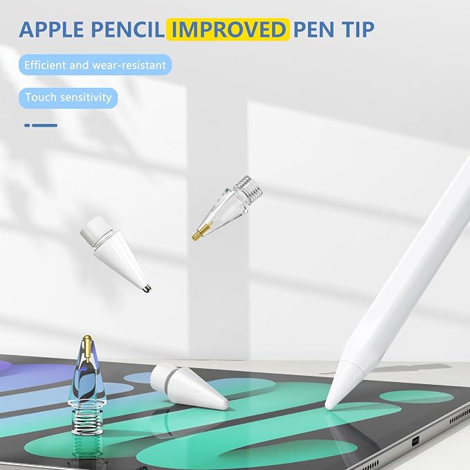 2+6 Pack for Apple Pencil Tips, Upgraded Replacement Pencil Nibs for Apple