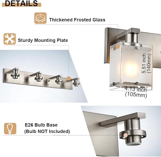 4-Lights Bathroom Light Fixtures Over Mirror