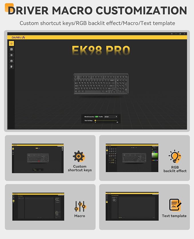DAREU EK98PRO Wireless Mechanical Keyboard, Gasket Hot Swappable Custom