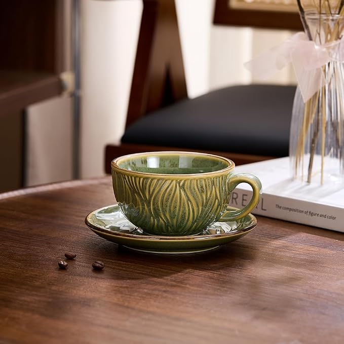 Coffeezone Vintage Design 12 oz Ceramic Latte Art Cappuccino Barista Cup