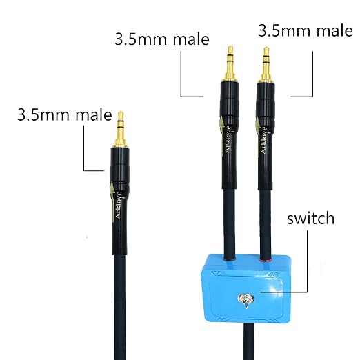 15ft Sound Channel swicher 1/8" aux Input 3.5mm Female to 2X 3.5 Output Switch