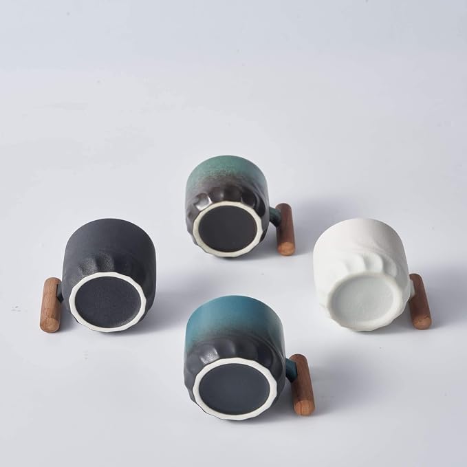 Ceramic Espresso Cups with Wooden Handle Espresso Shot Cups Ceramic Tea Cups