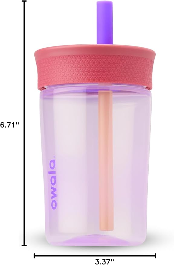 Owala Tumbler Kids Plastic Water Bottle 15 oz Lilac Rocket | Spill-Resistant
