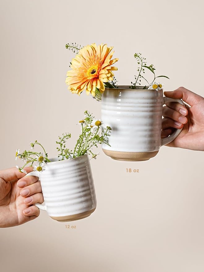LE TAUCI Coffee Mugs 18 oz, Ceramic Mug Set, Coffee Cups