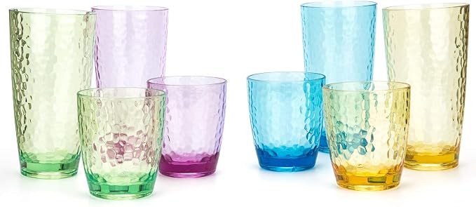 KOXIN-KARLU Hammered 15-ounce and 26-ounce Plastic Tumbler Acrylic Glasses