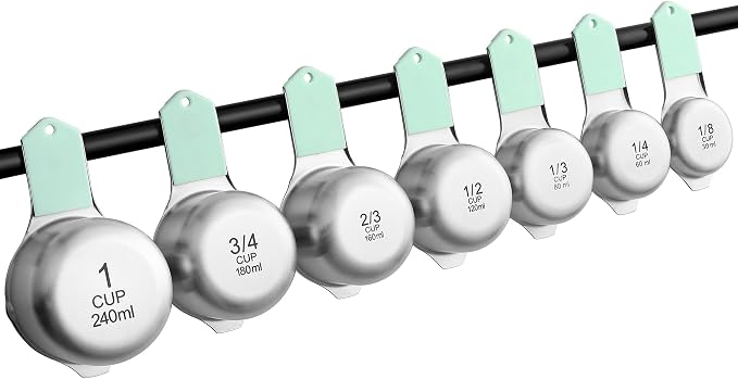 Spring Chef Magnetic Stainless Steel Measuring Cups Set of 7 Patented, Mint |