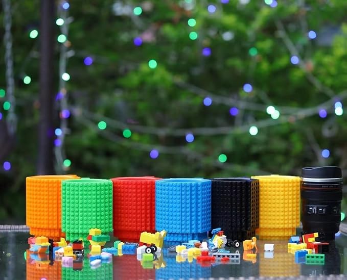 DEEXITO Build on Brick Coffee Mugs, Creative DIY Kids Party Cups