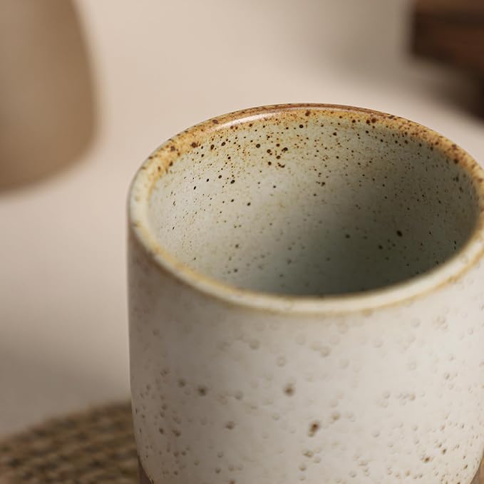 Gaolinci 2 Pcs Vintage Stoneware Style Ceramic Mouthwash Cups, Bathroom
