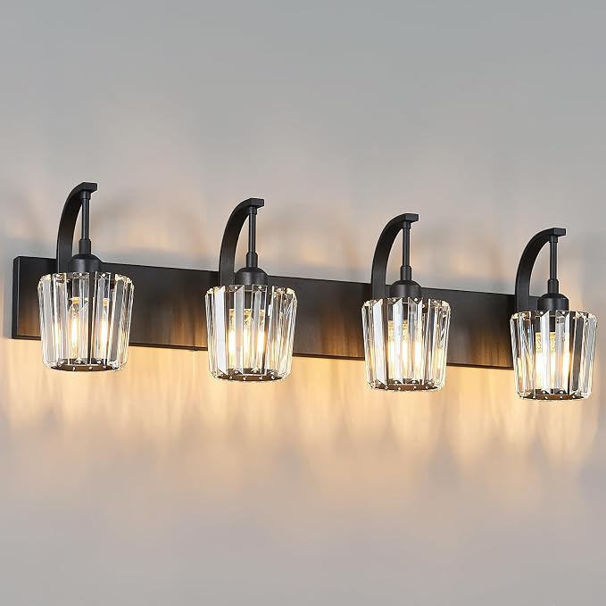 Modern Bathroom Vanity Light, 4-Light Black Wall Sconce