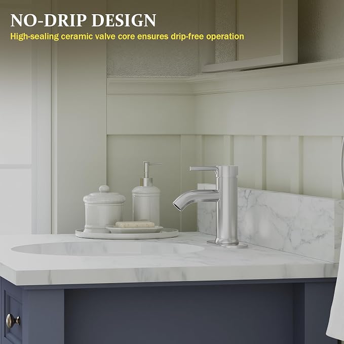 Bathroom Faucet, One Hole Single Handle Bathroom Sink Faucets Modern