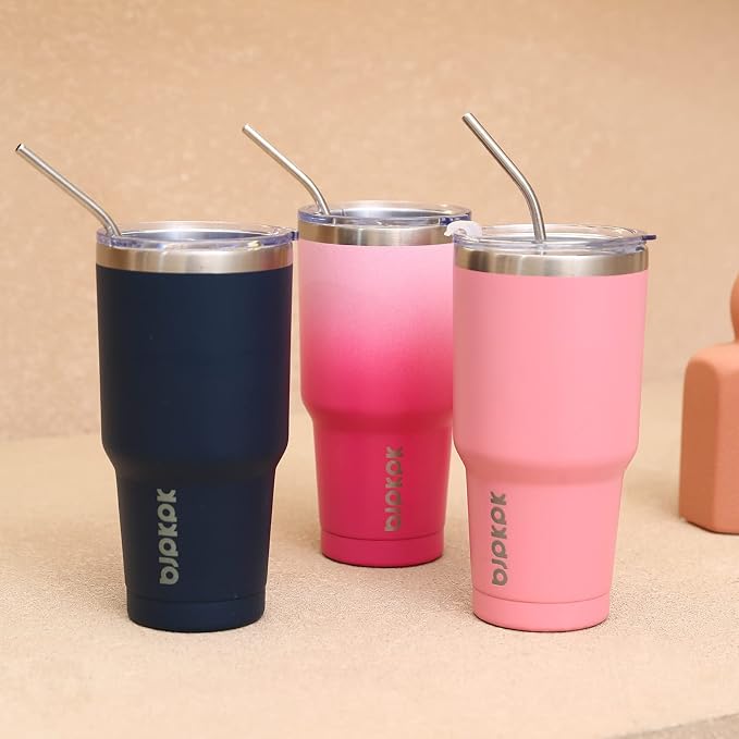BJPKPK 30 oz Tumbler with Lid and Straw, Insulated Stainless Steel Cup | Double