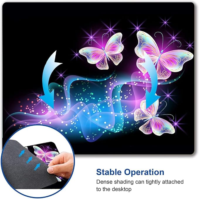 IMAYONDIA Glowing Night Pink Butterflies Mouse Mat