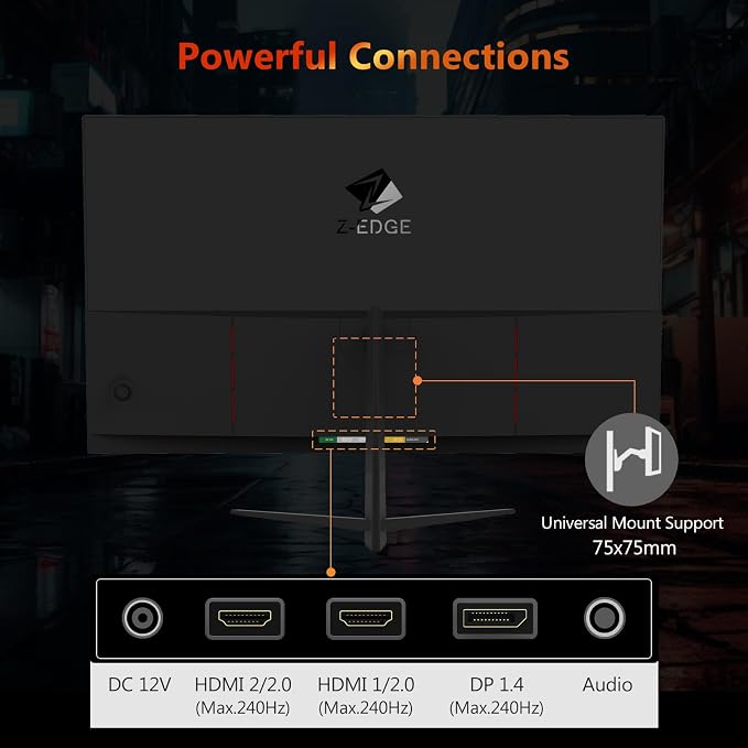 Z-Edge 24.5 inch 240Hz 165Hz 144Hz Gaming Monitor, FHD 1080p, MPRT 1ms