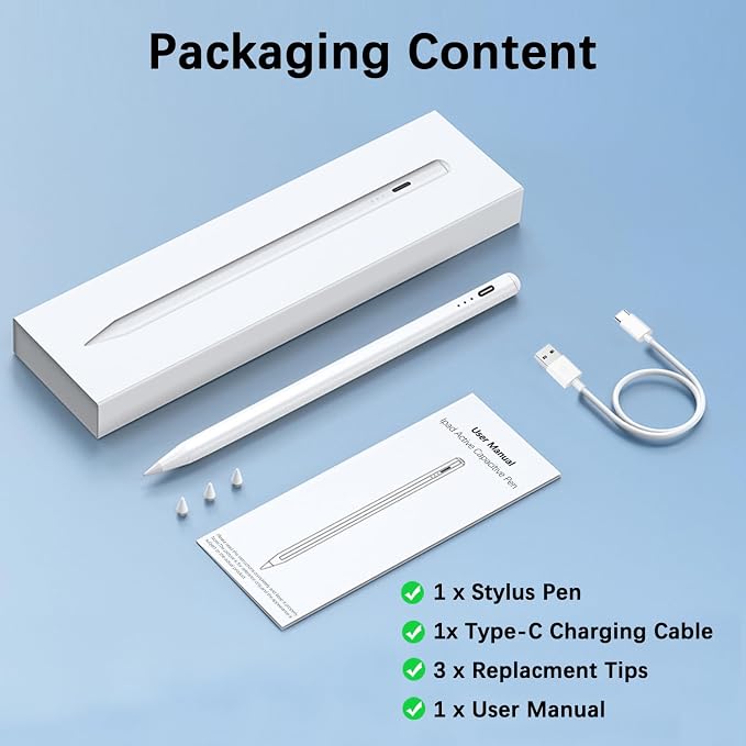 Stylus Pen for iPad, Tilt Sensitivity Palm Rejection Fast Charge Stylus Pencil