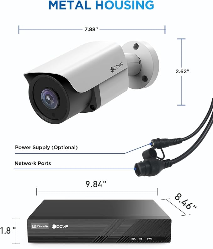 4COVR 4K Surveillance & Security Camera System, 8CH NVR 2TB HDD, AI Human