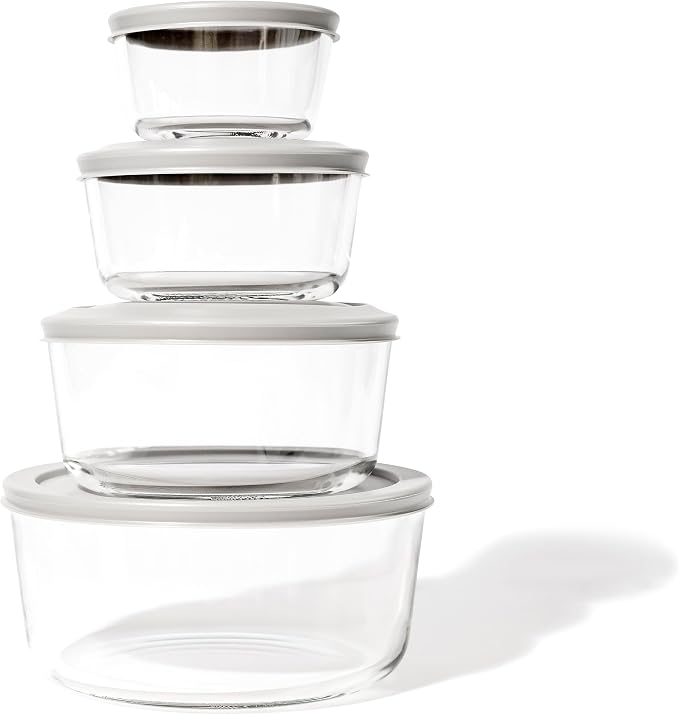 16-Piece Glass Food Storage Containers Set | Round, Microwave & Dishwasher Safe