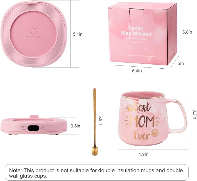 Coffee Mug Warmer & Best MOM Ever Mug Set, Electric Cup Warmer