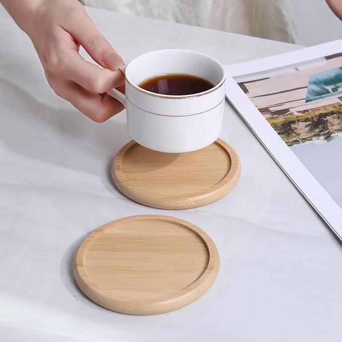 4 Inch Bamboo Drink Coasters Set