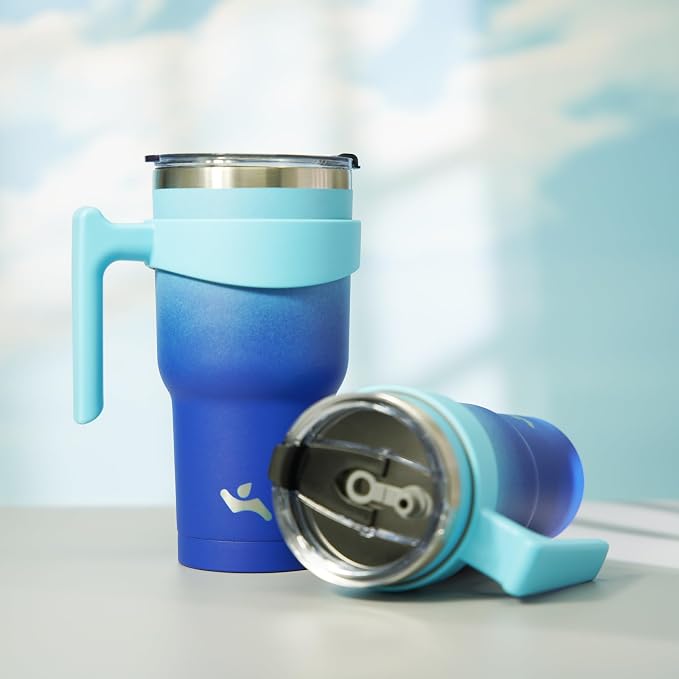 Konokyo 20 oz Tumbler with Handle and Straw, Insulated Travel Mug | Sky;