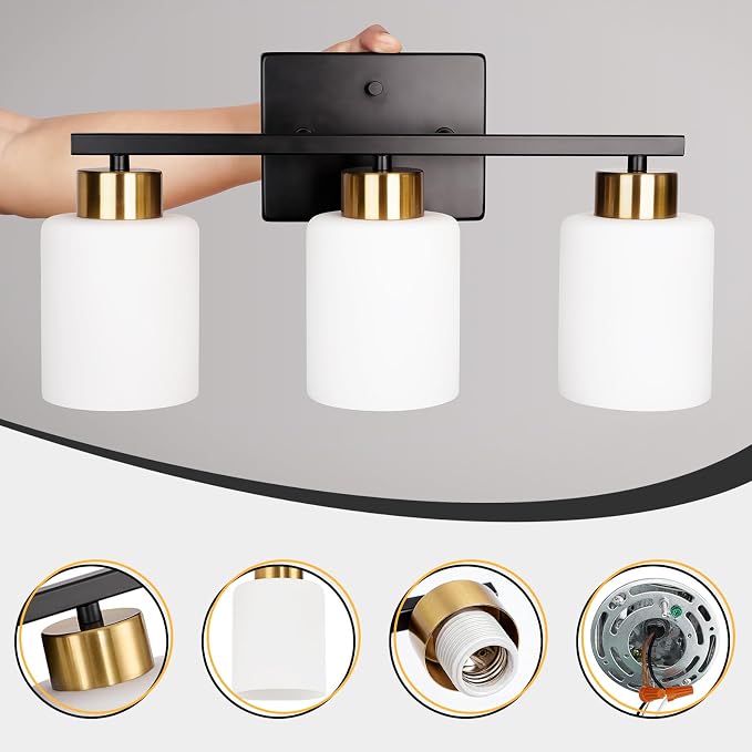 Black and Gold Bathroom Light Fixtures