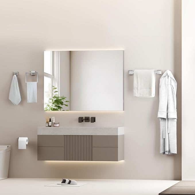 Bathroom Hardware Accessories Set: 5-Pieces Bath Towel Bar Set