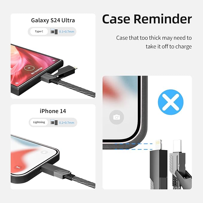 4 in 1 Charging Cable Fast Charging 65W, USB C Cable 4-in-1 USB Multi Charging