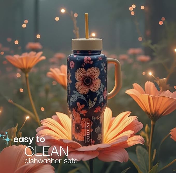 Coldest Tumbler with Handle and Straw, 100% Spill Proof Tumbler with Straw