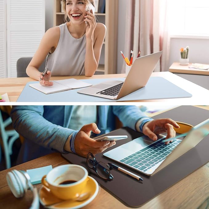 YSAGi Non-Slip Leather Desk Pad, Waterproof Laptop Computer Desk Keyboard Mat
