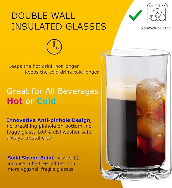 Sun's Tea 13oz Ultra Clear Strong Double Wall Thermal Insulated Highball