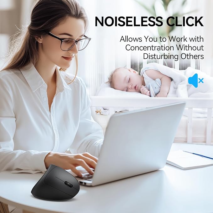 TECKNET Ergonomic Mouse, Wireless Bluetooth Vertical Mouse, 4800 DPI Optical
