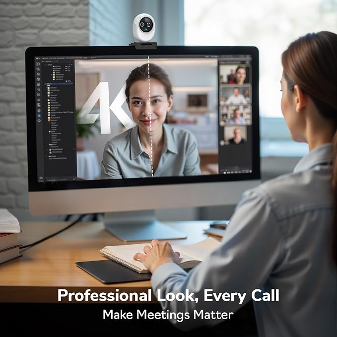 EMEET Piko+ Webcam 4K, World’s 1st Dual-Camera AI-Powered 4K Camera, 1/2.55''