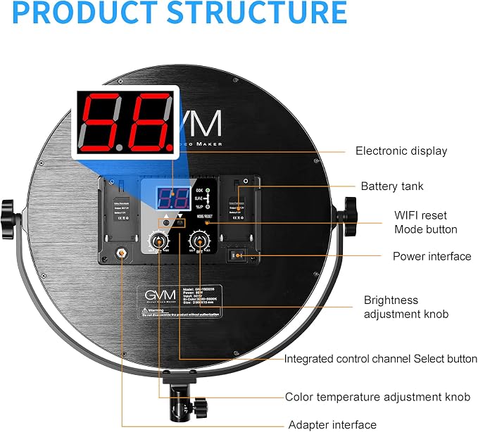 GVM Desk Mount LED Video Light, Bi-Color Professional Light