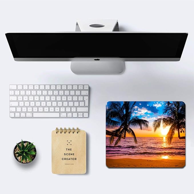 IMAYONDIA Sunshine Beach Coast Sea Palm Trees Mouse Pad, Hawaiian Coconut Trees