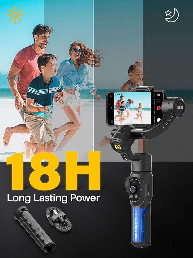 Professional Gimbal Stabilizer for Smartphone, Built-in 18CM Extension Rod and