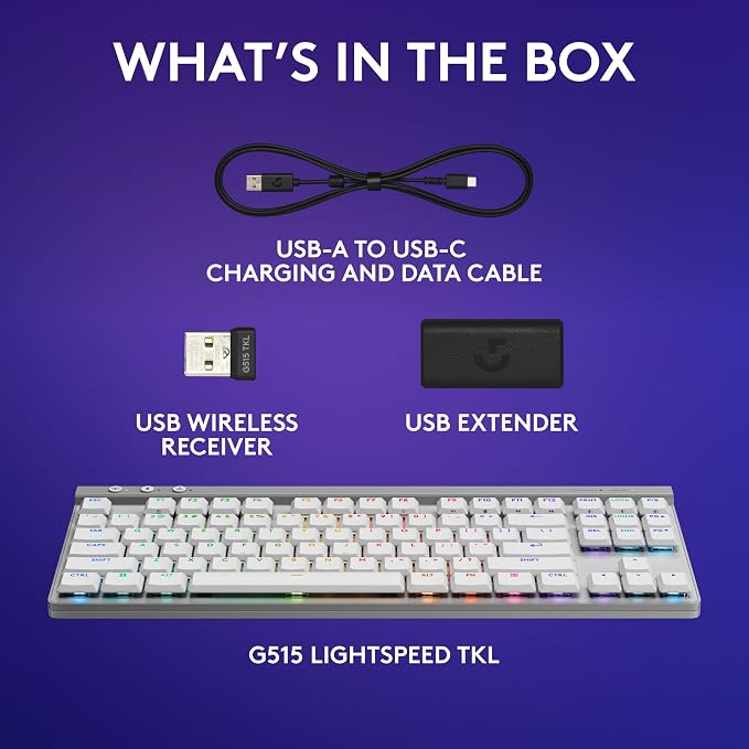 Logitech G515 Wireless Gaming Keyboard TKL, LIGHTSYNC RGB, Thin Tenkeyless
