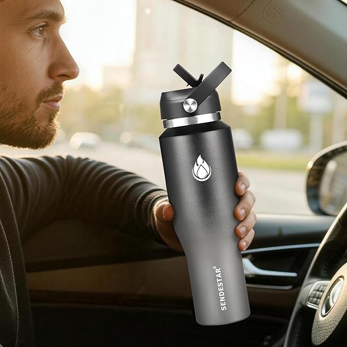 SENDESTAR 40oz Stainless Steel Water Bottle, Double Wall Vacuum Insulated Bottle