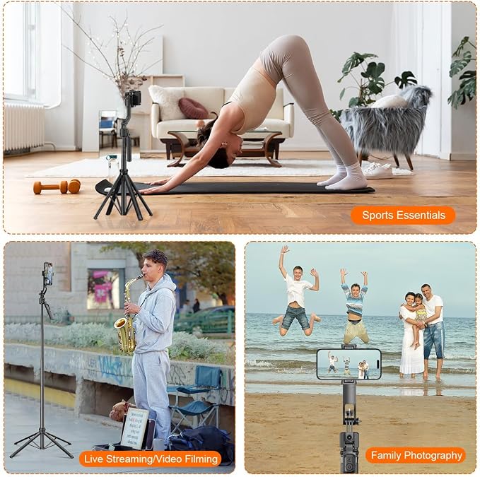 AI Face Tracking Tripod with Remote 360° Auto Rotation Selfie Stick Tripod