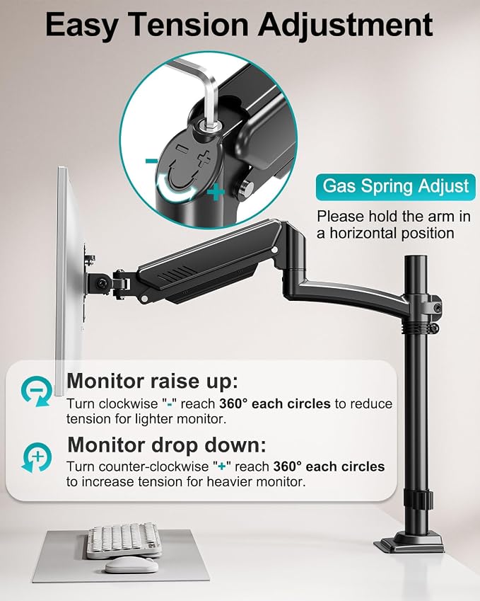 Dual Monitor Stand for Desk, Taller Monitor Arms for 2 Screens up to 32 inch